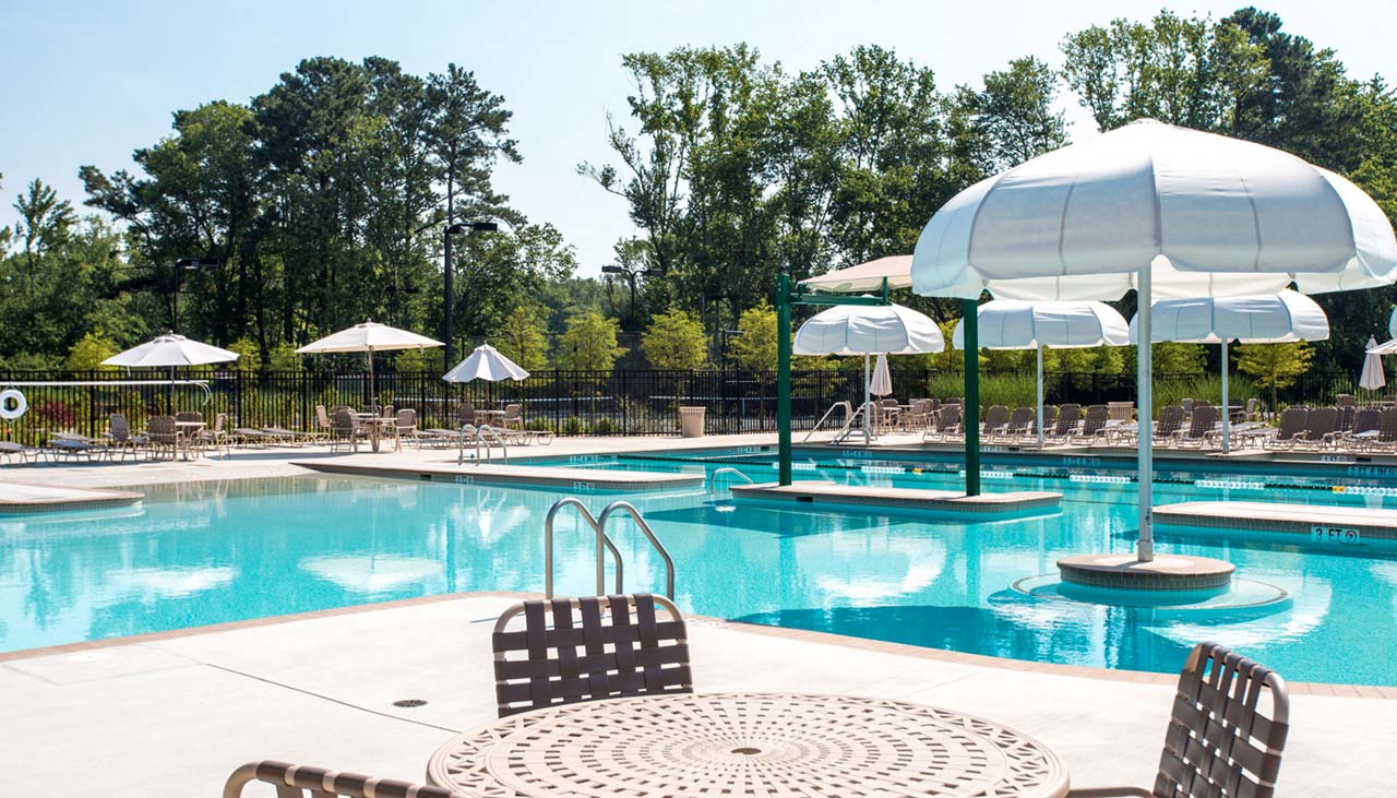 Pool with umbrellas